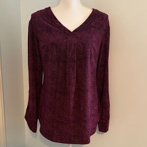 Elegant pink & black herringbone V-Neck Women's Top